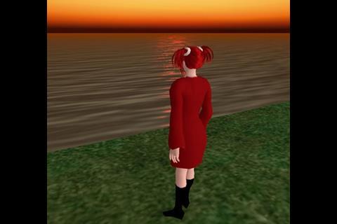 Katarina enjoys a virtual sunset